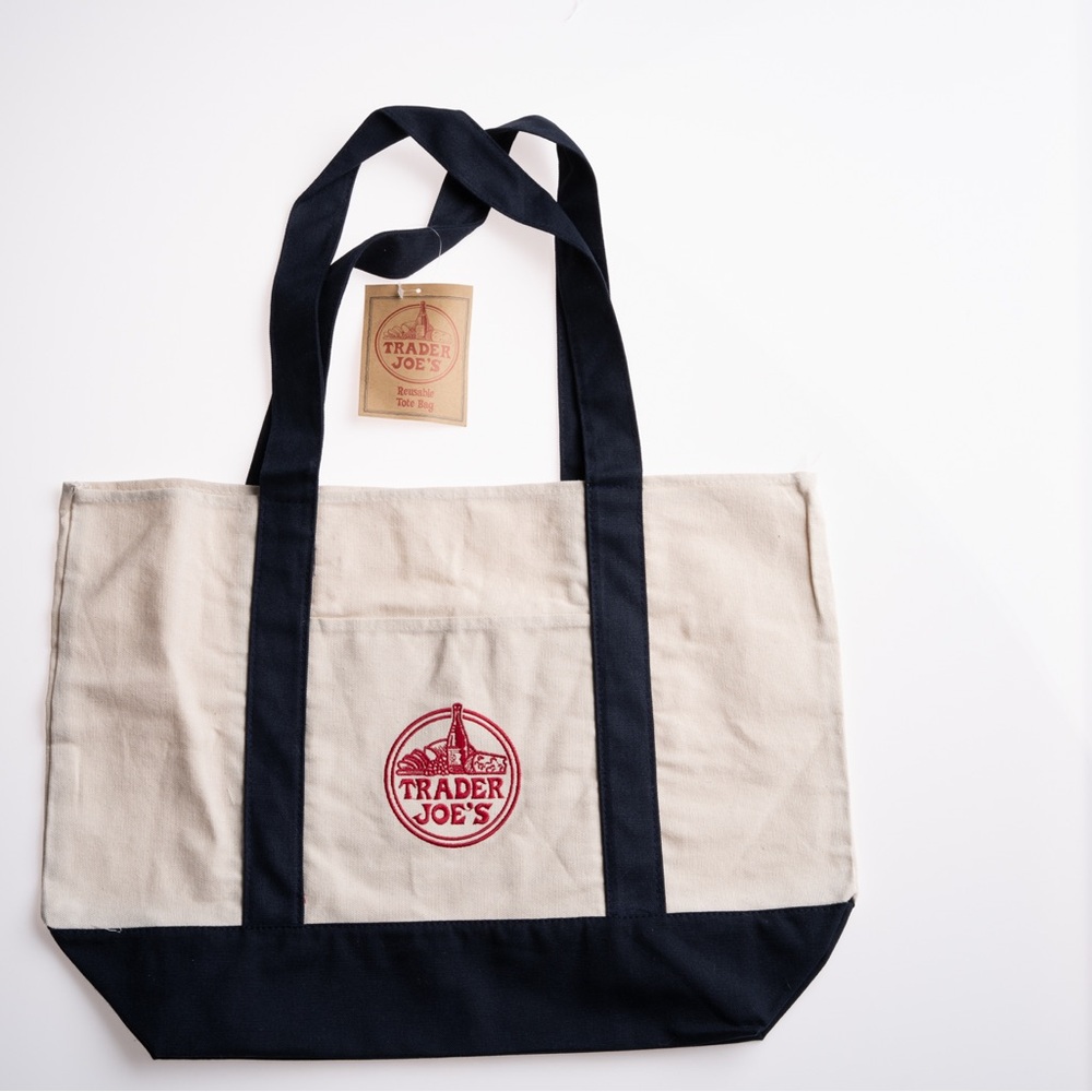 Trader Joe's Large Reusable Canvas Tote Bag - Navy